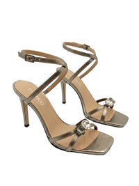 Pinko Pinko Women's Metallic Grey Leather Strappy High-Heel Sandals-8