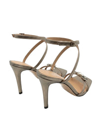 Pinko Pinko Women's Metallic Grey Leather Strappy High-Heel Sandals-8