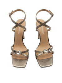Pinko Pinko Women's Metallic Grey Leather Strappy High-Heel Sandals-8