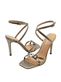 Pinko Pinko Women's Metallic Grey Leather Strappy High-Heel Sandals-8