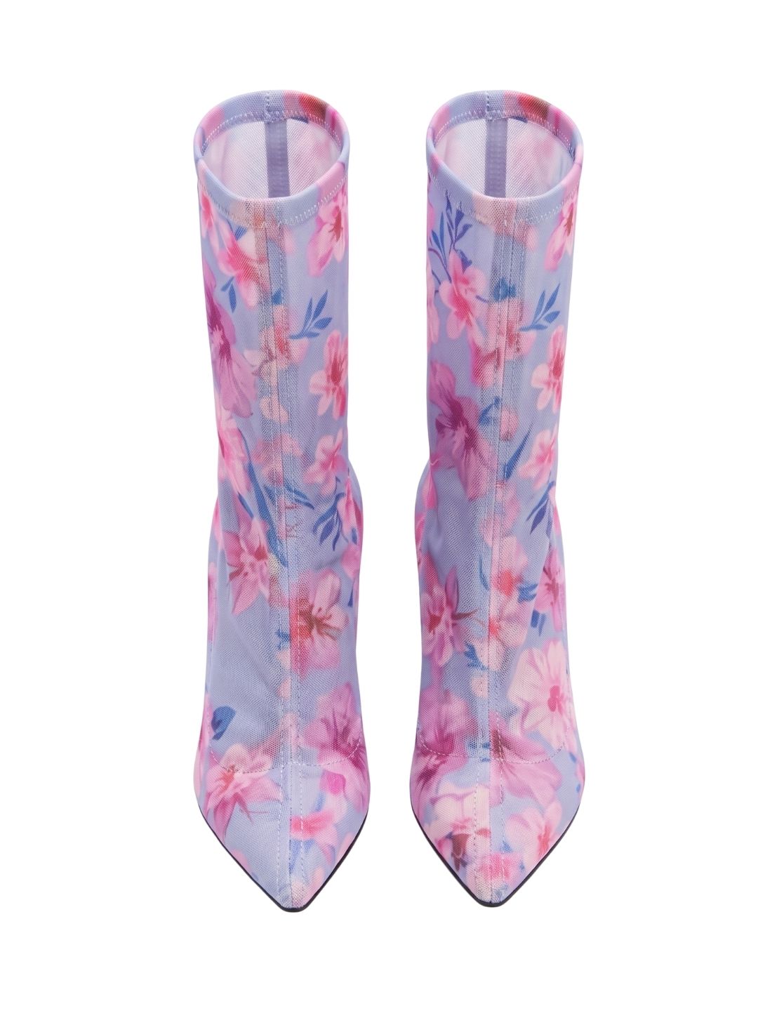 Pinko Women's Pink Blue Floral Pointed-Toe Ankle Boots-7