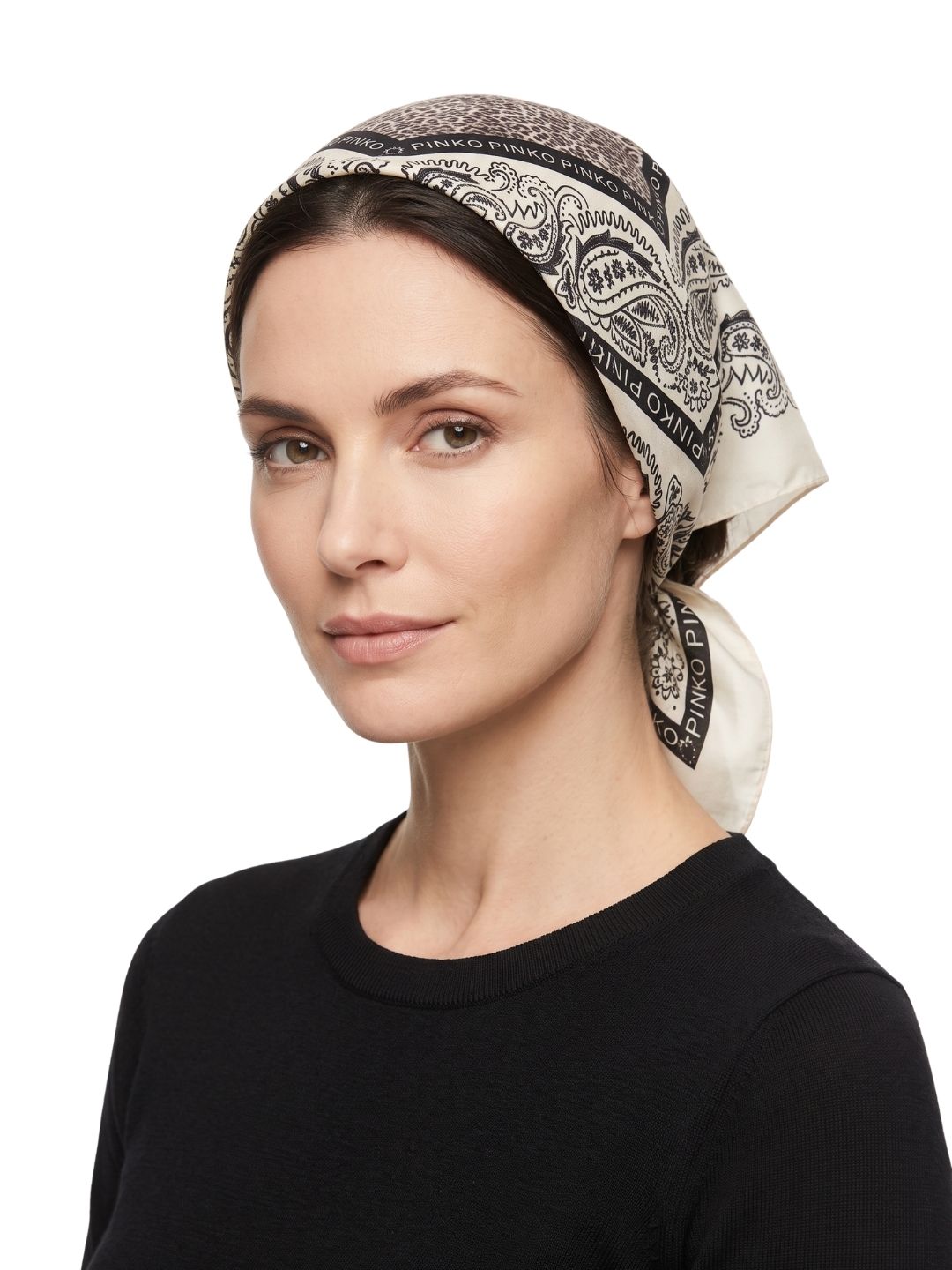 Pinko Women's Beige Cotton Paisley Bandana Scarf