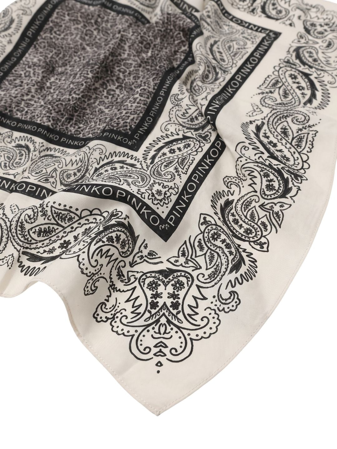 Pinko Women's Beige Cotton Paisley Bandana Scarf