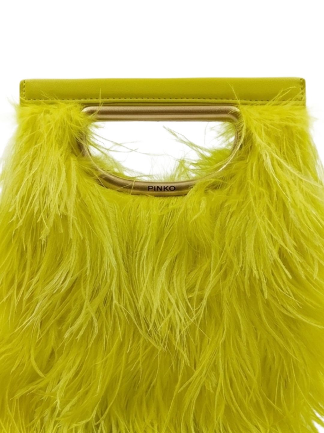 Pinko Women's Fluo Yellow Square Plume Feathered Clutch-8X8X1 IN