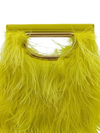 Pinko Women's Fluo Yellow Square Plume Feathered Clutch-8X8X1 IN