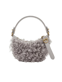 Pinko Women's Grey Half Moon Textured Shoulder Bag