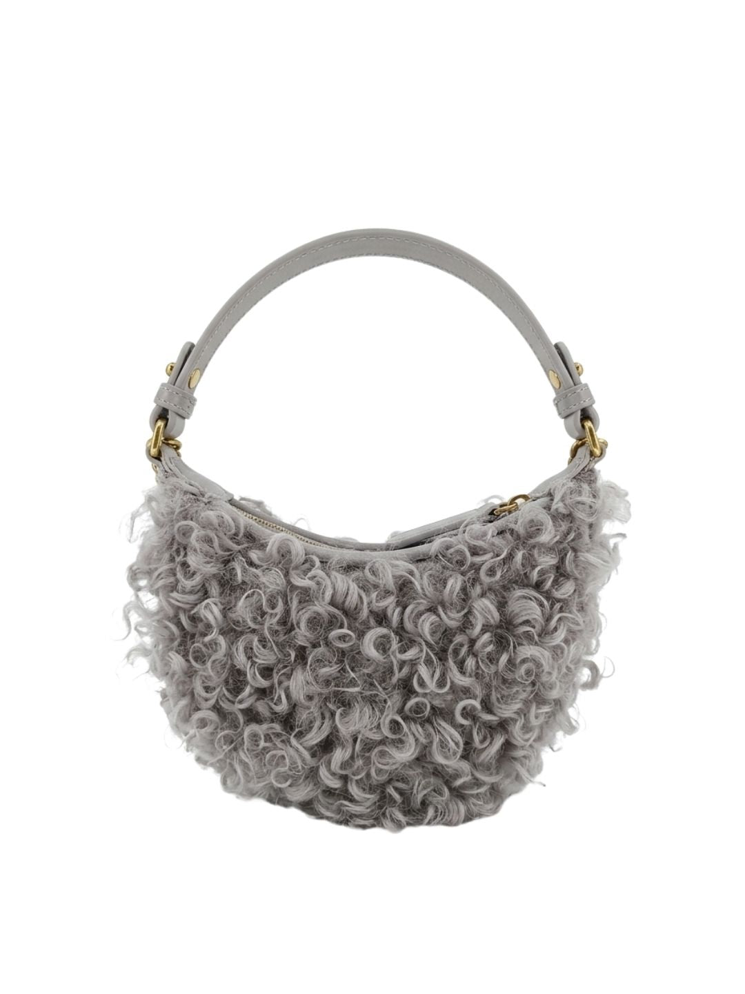 Pinko Women's Grey Half Moon Textured Shoulder Bag