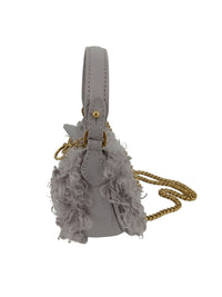 Pinko Women's Grey Half Moon Textured Shoulder Bag