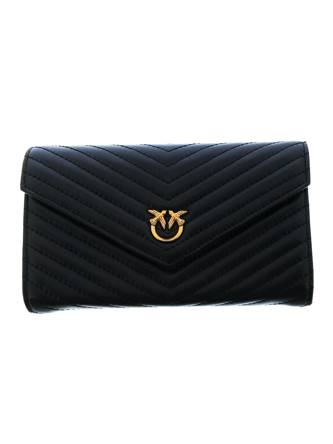 Pinko Women's Black Chevron Quilted Flap Wallet