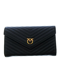 Pinko Women's Black Chevron Quilted Flap Wallet
