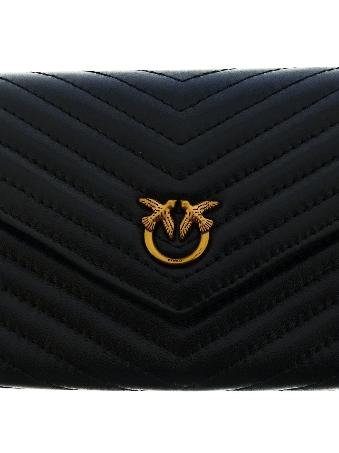 Pinko Women's Black Chevron Quilted Flap Wallet