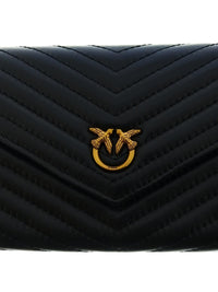 Pinko Women's Black Chevron Quilted Flap Wallet