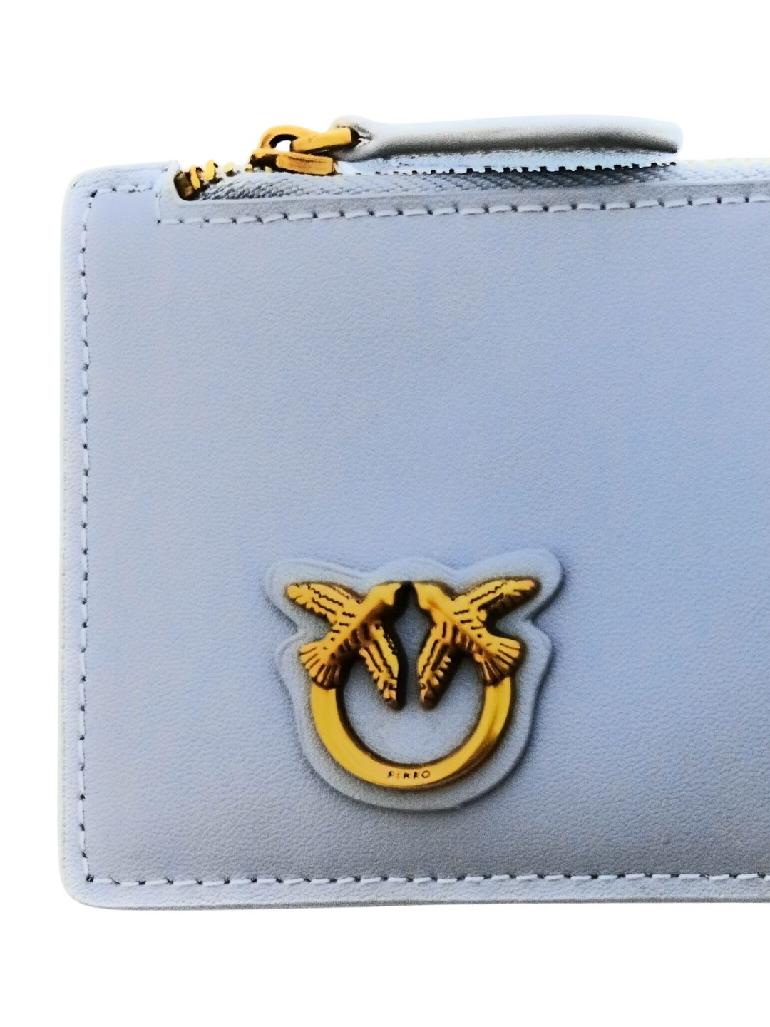 Pinko Women's Light Blue Colorblock Zip Card Holder
