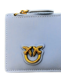 Pinko Women's Light Blue Colorblock Zip Card Holder