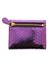 Pinko Women's Purple Mini Compact Snake Embossed Leather Wallet