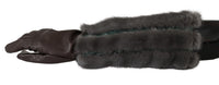 Dolce & Gabbana Brown Mid Arm Length Leather Fur Women's Gloves