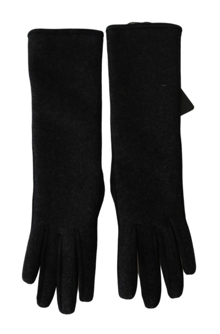 Dolce & Gabbana Elegant Mid-Length Wool Gloves in Women's Black