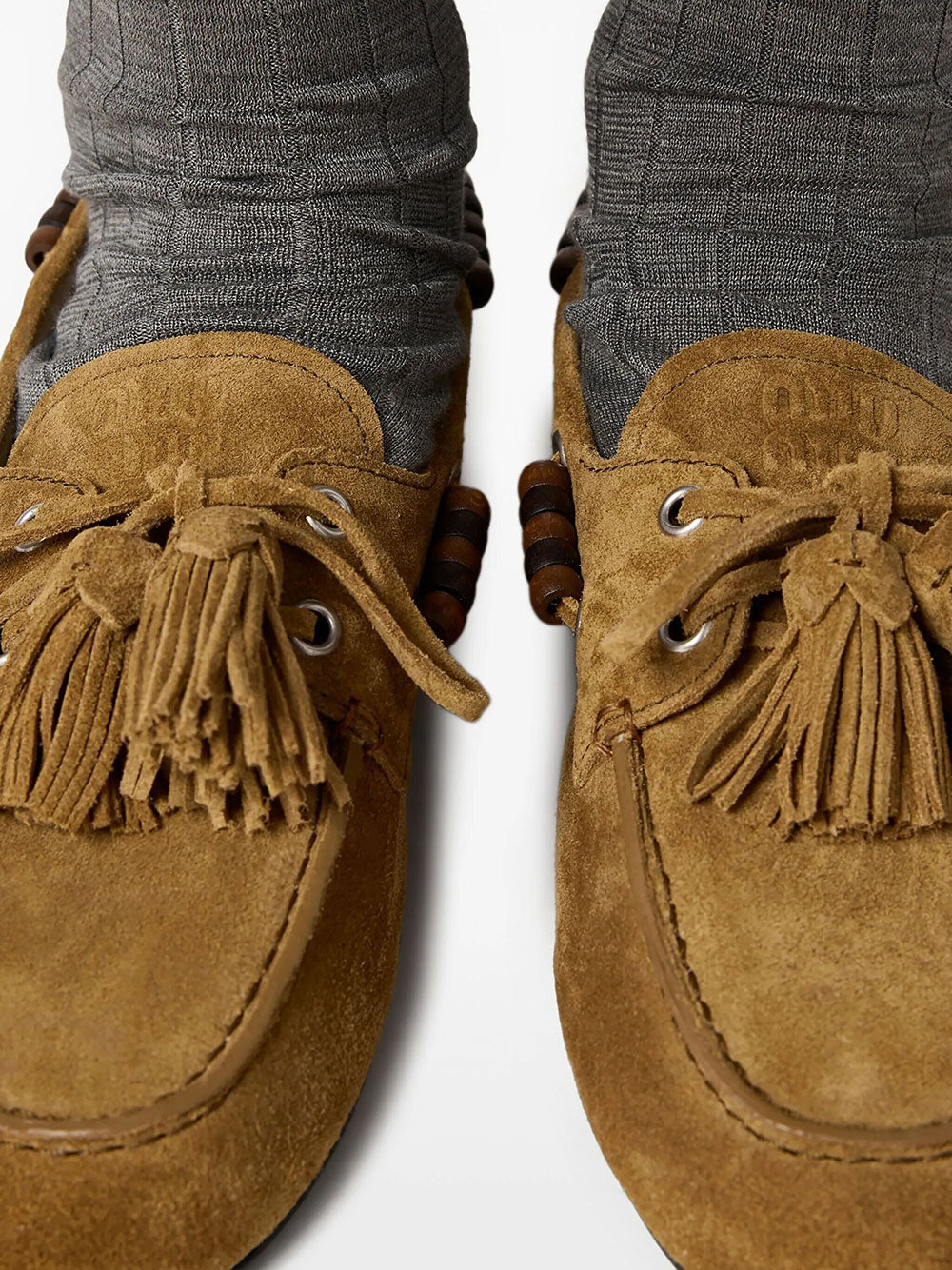Miu Miu Women Deck Suede Loafers With Tassels