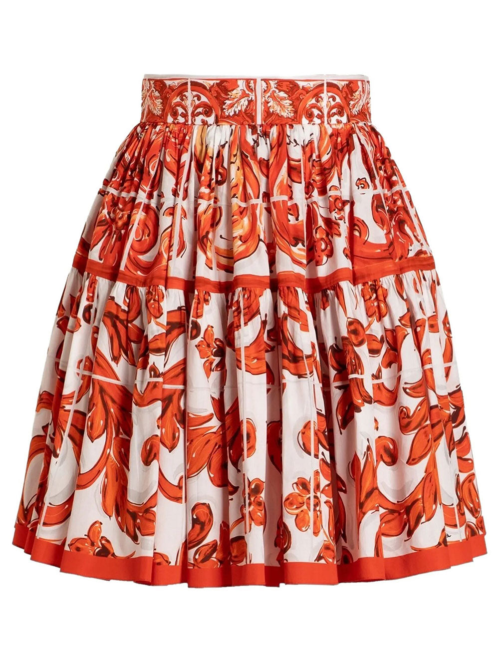 DOLCE & GABBANA Majolica-Print Poplin Short Skirt Women