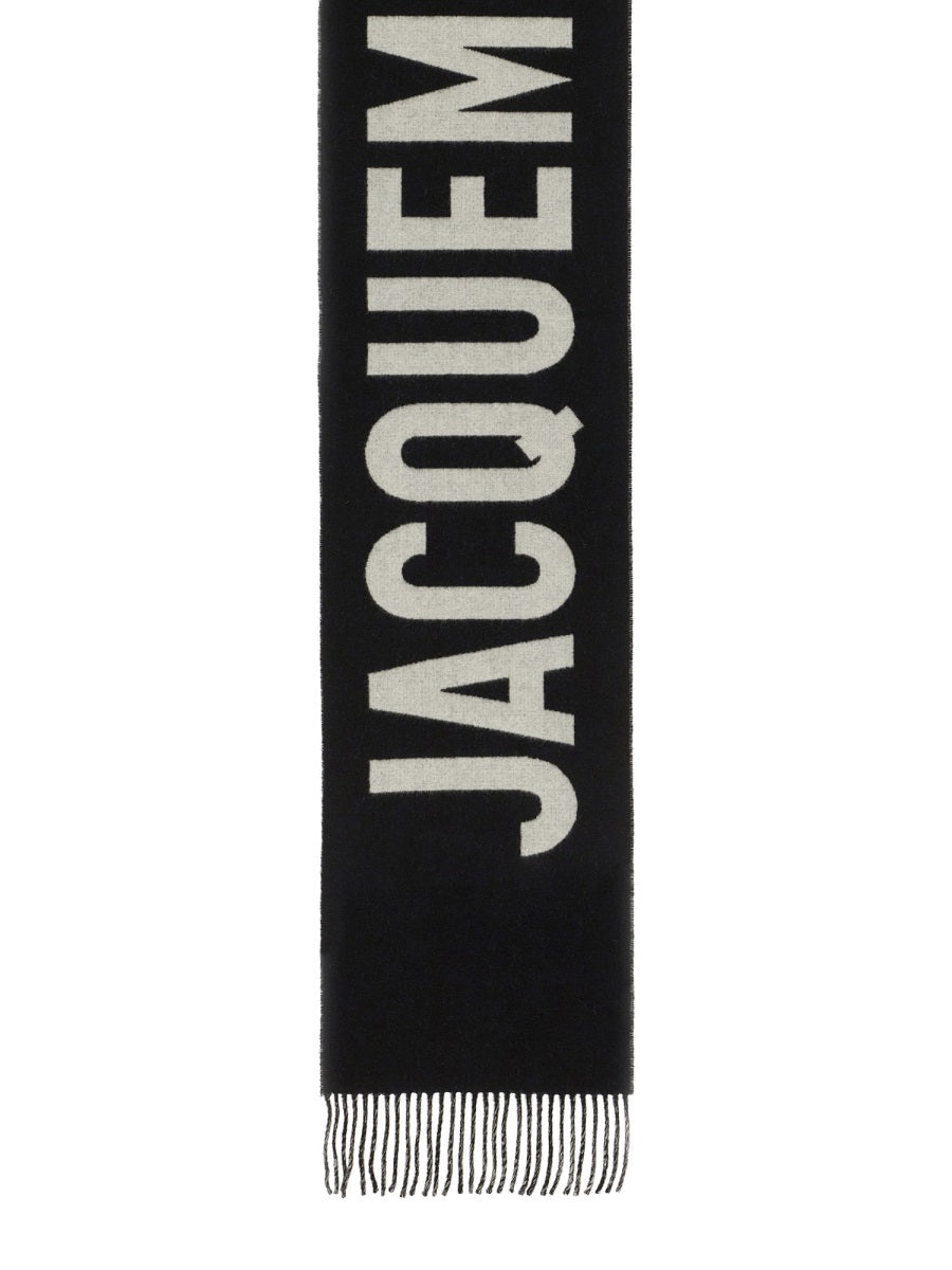 Jacquemus Unisex Sciarpa In Lana Con Frange E Logo