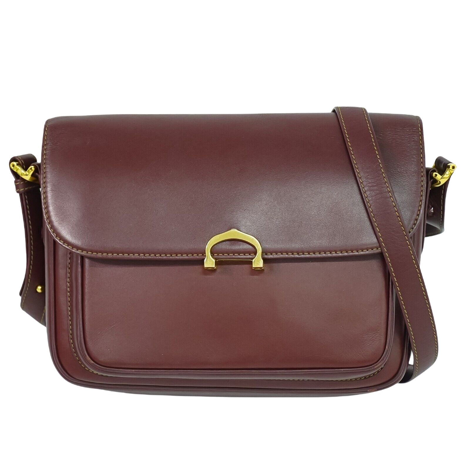 Cartier Must De Cartier Burgundy Leather Shoulder Bag (Authentic Pre-Loved)
