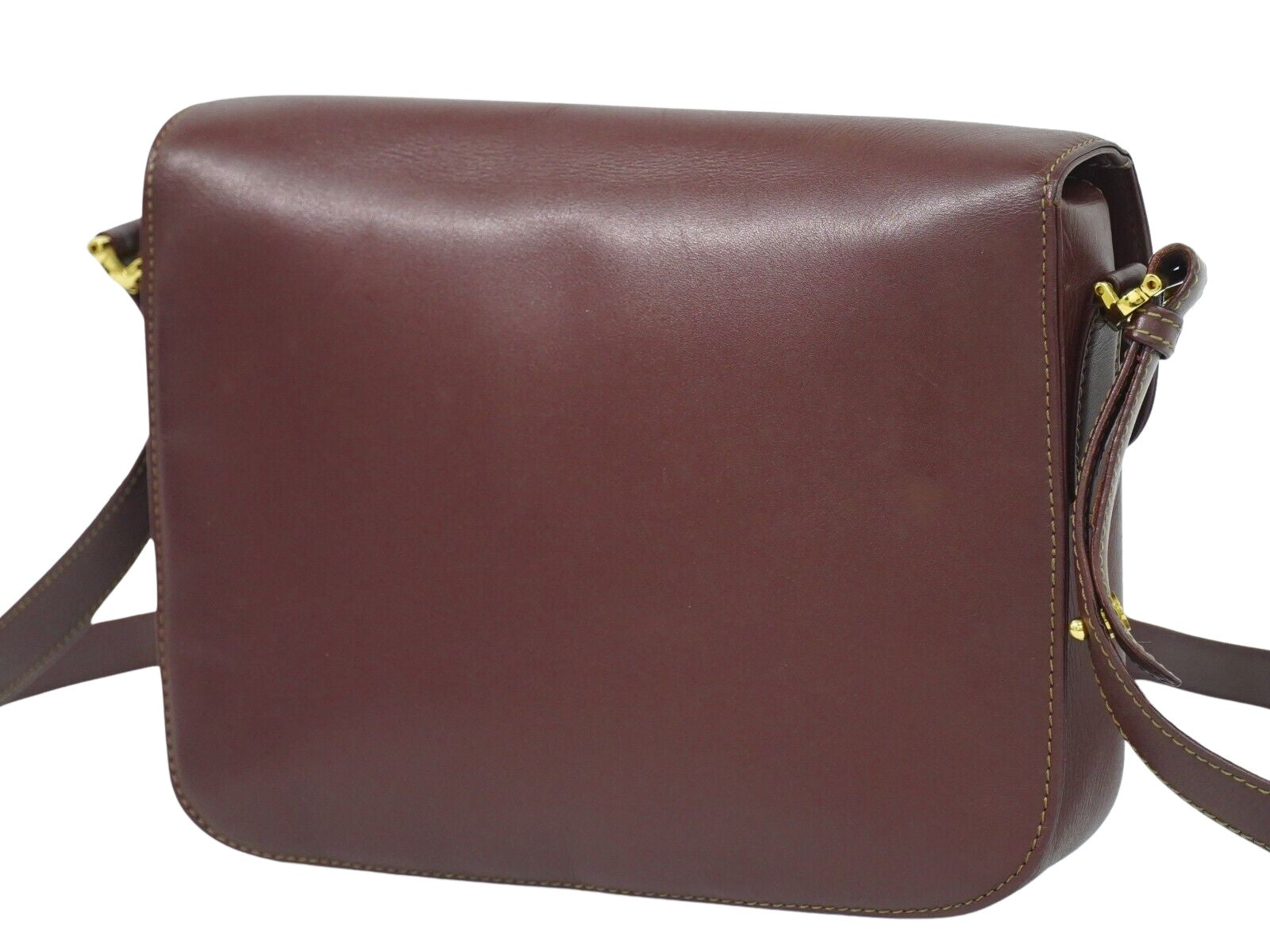 Cartier Must De Cartier Burgundy Leather Shoulder Bag (Authentic Pre-Loved)