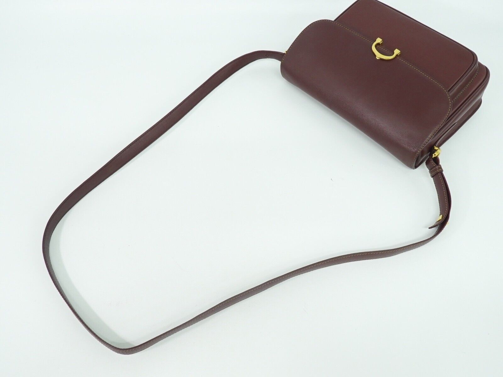 Cartier Must De Cartier Burgundy Leather Shoulder Bag (Authentic Pre-Loved)