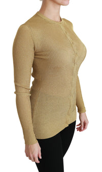 Dolce & Gabbana Gold Long Sleeve Cardigan Viscose Women's Sweater