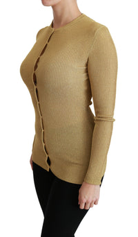 Dolce & Gabbana Gold Long Sleeve Cardigan Viscose Women's Sweater