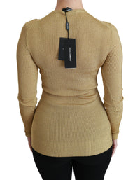 Dolce & Gabbana Gold Long Sleeve Cardigan Viscose Women's Sweater