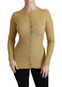 Dolce & Gabbana Gold Long Sleeve Cardigan Viscose Women's Sweater