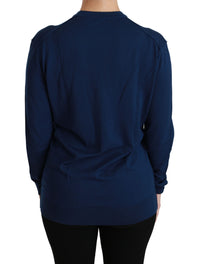 Dolce & Gabbana Blue Button Cardigan Virgin Wool Women's Sweater