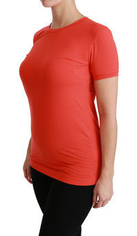 Dolce & Gabbana Red Crewneck Short Sleeve T-shirt Cotton Women's Top