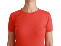 Dolce & Gabbana Red Crewneck Short Sleeve T-shirt Cotton Women's Top