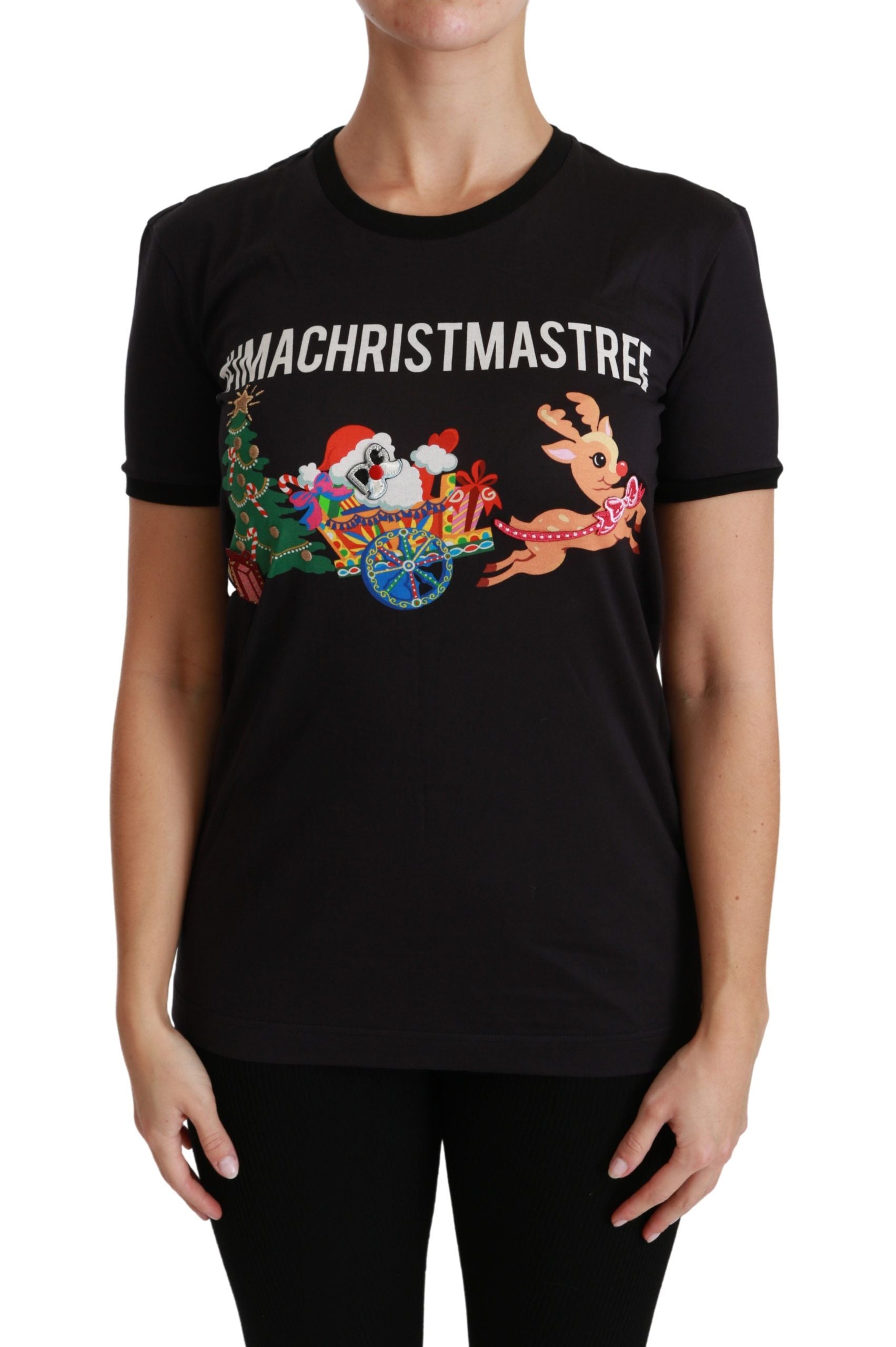 Dolce & Gabbana Dolce & Gabbana Black #ImAChristmasTree Crewneck Top Women's T-shirt