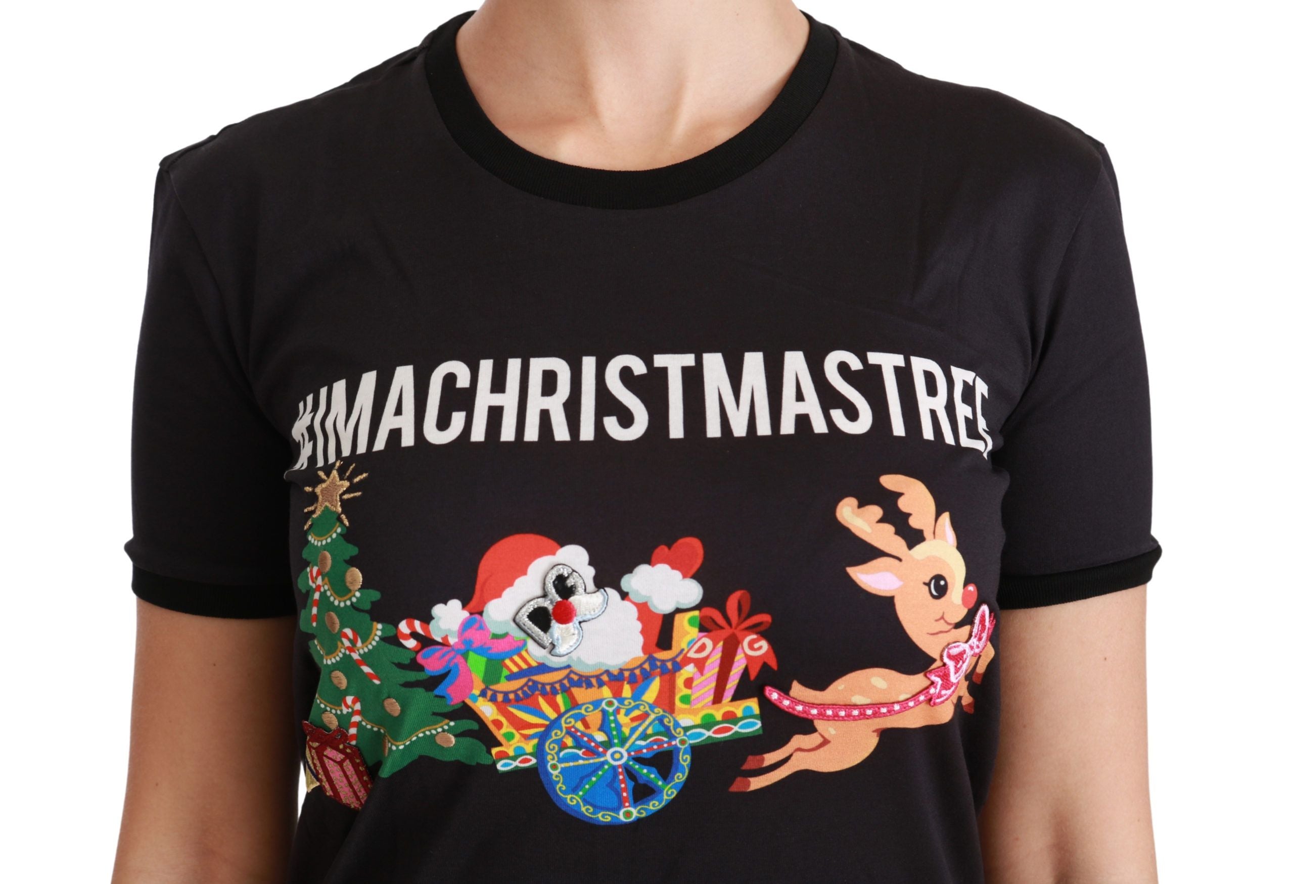 Dolce & Gabbana Dolce & Gabbana Black #ImAChristmasTree Crewneck Top Women's T-shirt