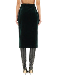 Saint Laurent Women Velvet Crossover Midi Skirt