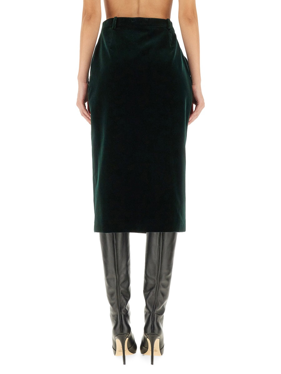 Saint Laurent Women Velvet Crossover Midi Skirt