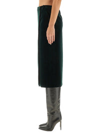 Saint Laurent Women Velvet Crossover Midi Skirt