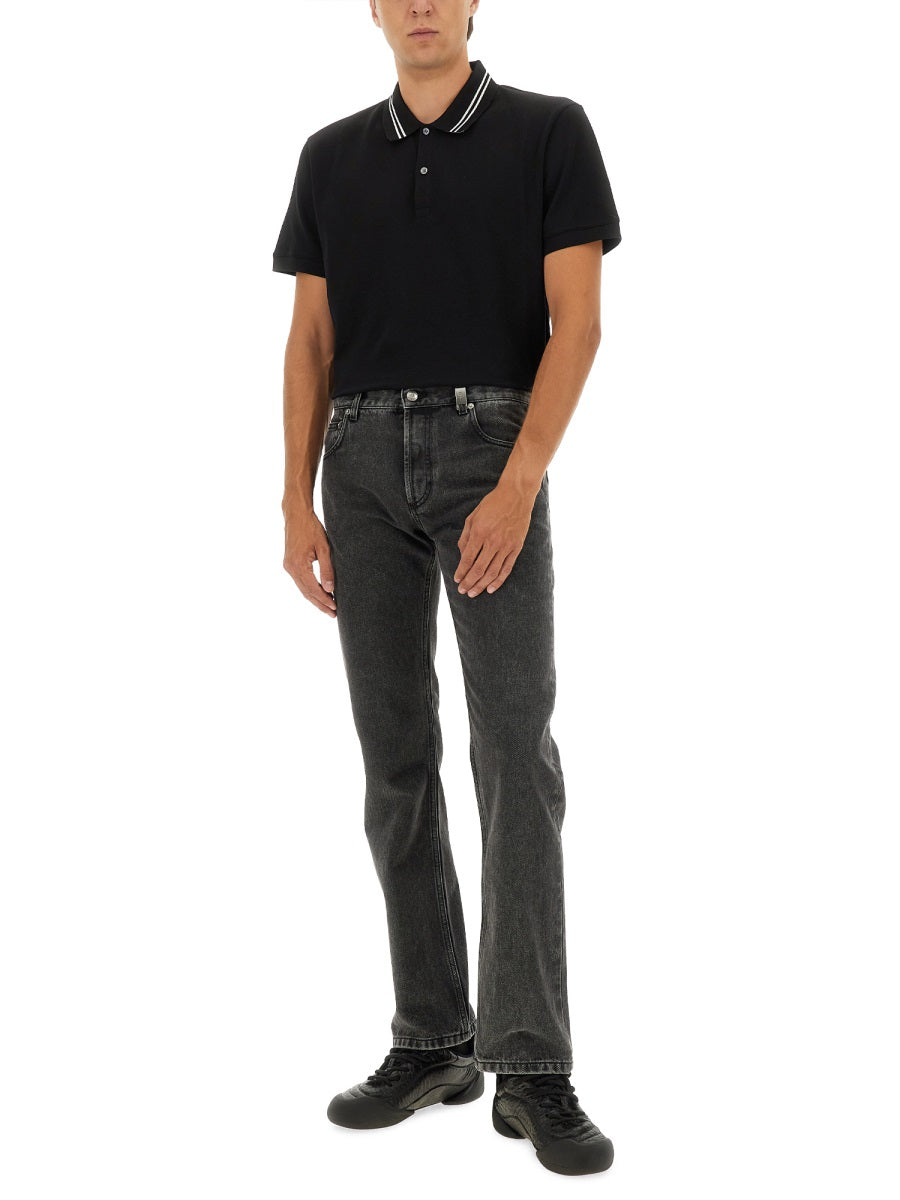 Alexander Mcqueen Men Polo Shirt With Logo On The Collar