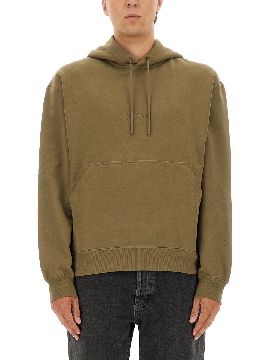 Saint Laurent Men Hooded Sweatshirt With Logo