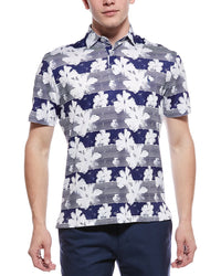 Tailorbyrd Tropical Stripe Floral Printed Performance Polo Shirt