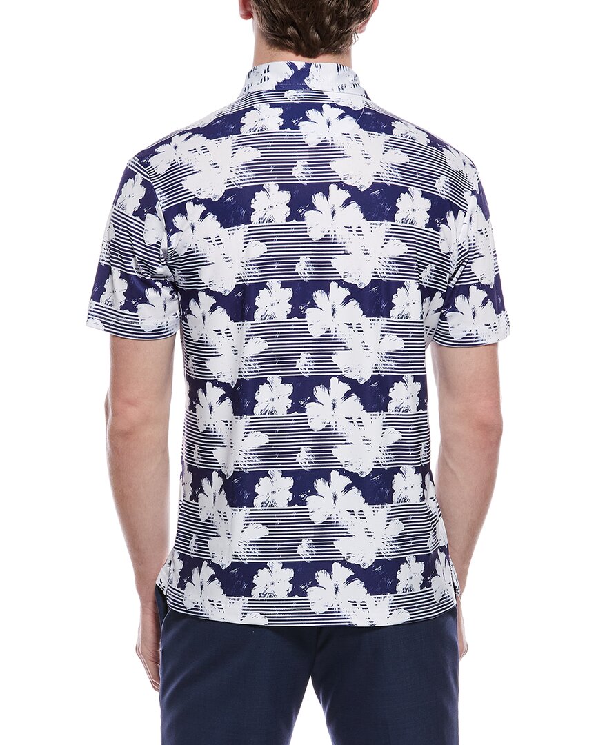Tailorbyrd Tropical Stripe Floral Printed Performance Polo Shirt