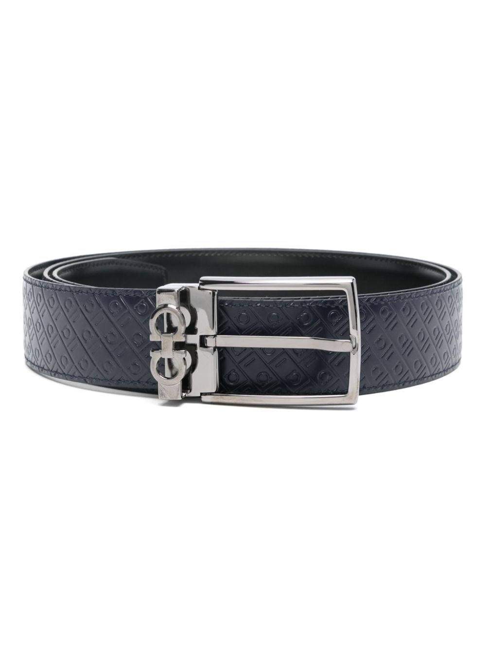 FERRAGAMO Ferragamo Men Double Gancini Logo-Debossed Leather Belt