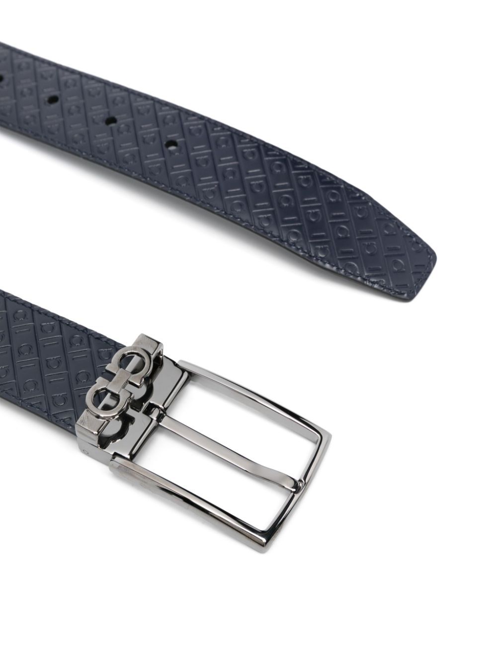 FERRAGAMO Double Gancini Logo-Debossed Leather Belt Women