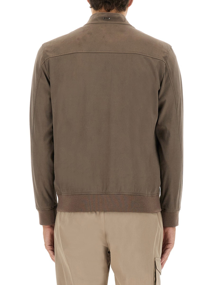 Herno Men "Resort" Bomber Jacket In Suede Alternatives