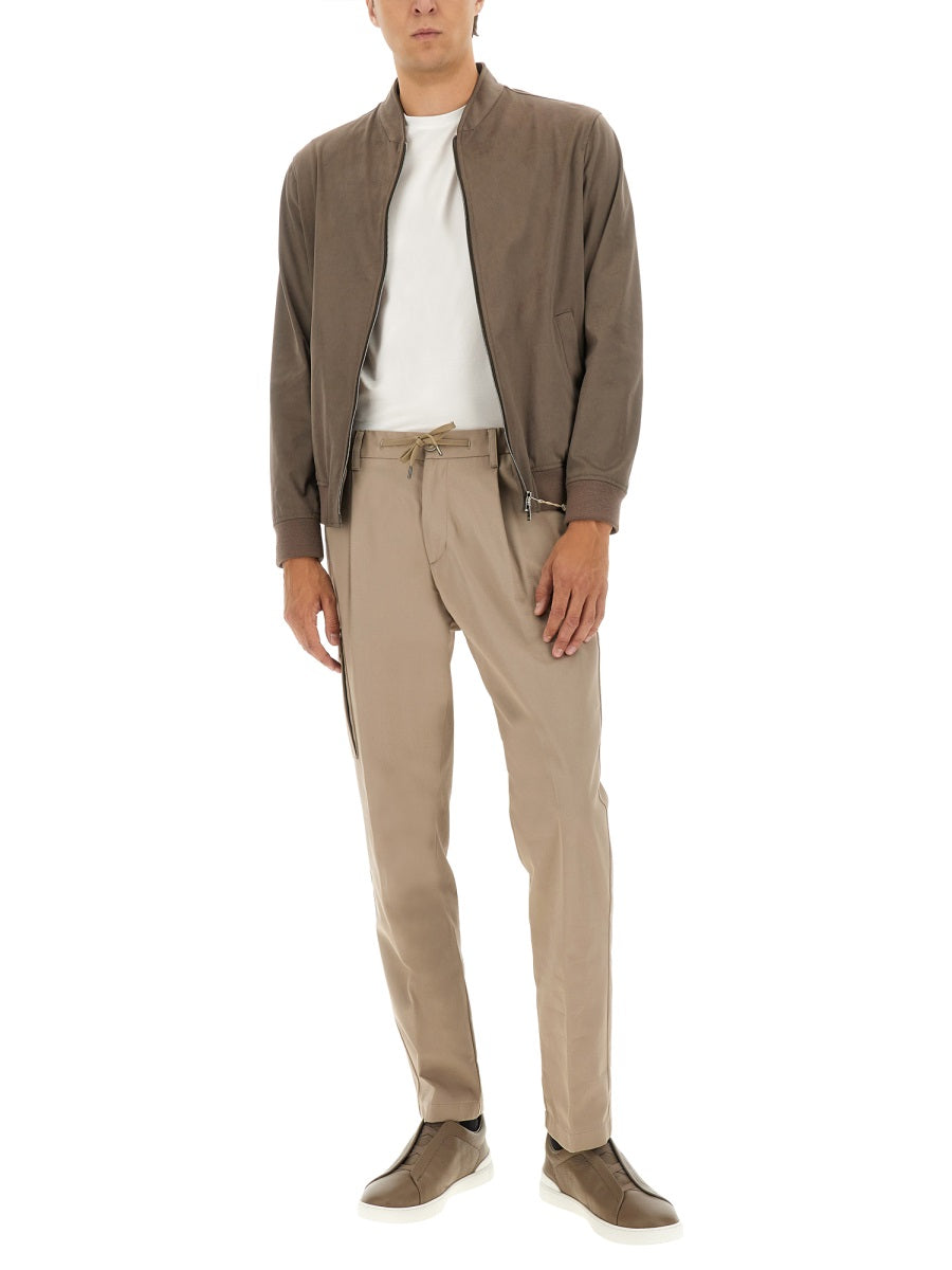 Herno Men "Resort" Bomber Jacket In Suede Alternatives