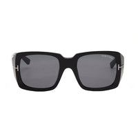Tom Ford Square Full Rim, with a Shiny Black frame and Smoke lens.