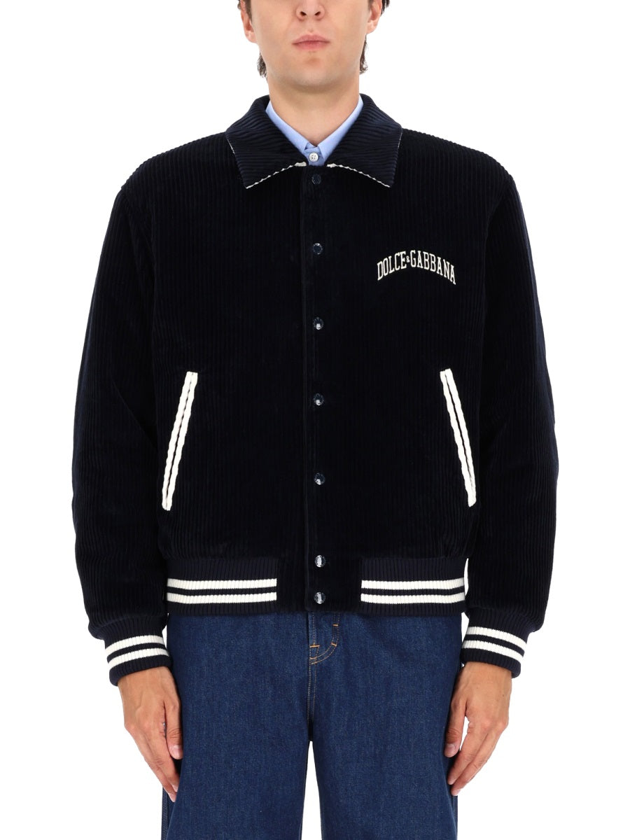 Dolce & Gabbana Men Corduroy Bomber Jacket