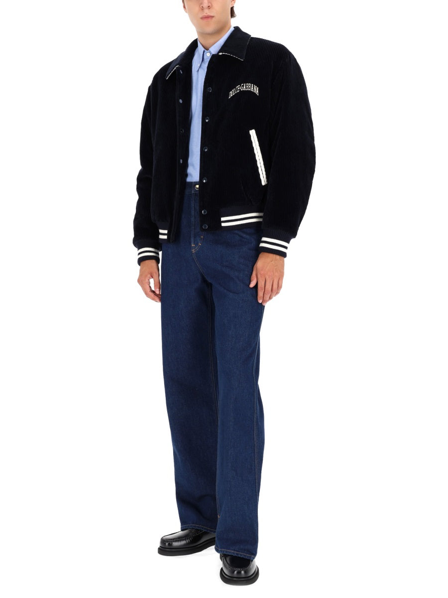 Dolce & Gabbana Men Corduroy Bomber Jacket
